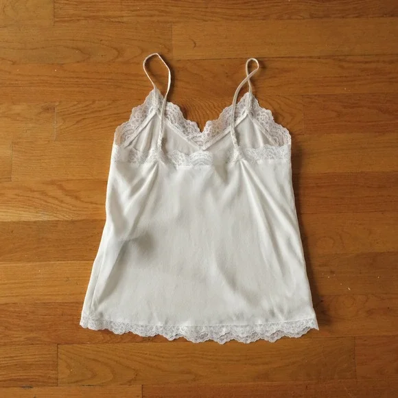 The Kooples Camisole Women White Lace Trim Silk Coquette Size 1 US S Coquette - Picture 7 of 10
